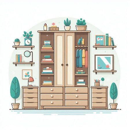 Furniture in the interior of the house. Vector illustration.のイラスト素材