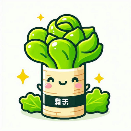 Cute kawaii chinese cabbage character. Vector illustration.のイラスト素材