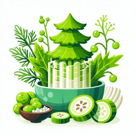 Vector illustration of green plant in the bowl. Eco-friendly concept.のイラスト素材