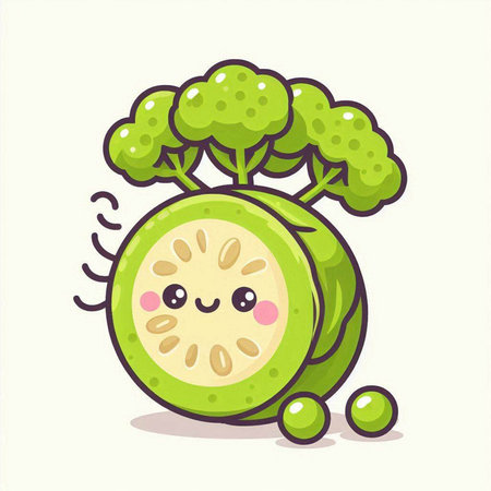 Cute kawaii kawaii kawaii kawaii kawaii broccoli fruit vector illustration.のイラスト素材