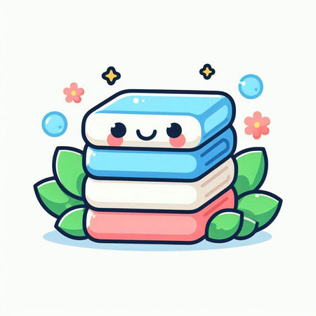 Cute stack of books. Vector flat cartoon character illustration icon designのイラスト素材