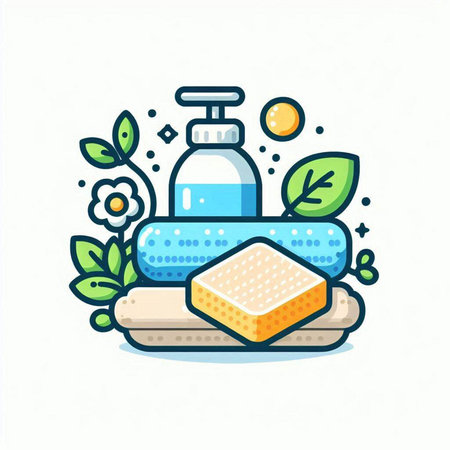 Vector illustration of hand-made soap in doodle style.のイラスト素材