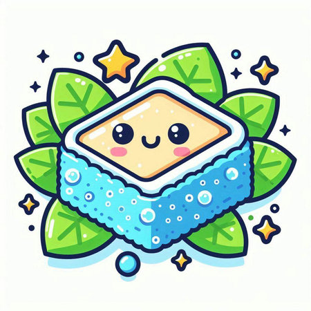 Cute kawaii sushi roll. Vector illustration in cartoon styleのイラスト素材
