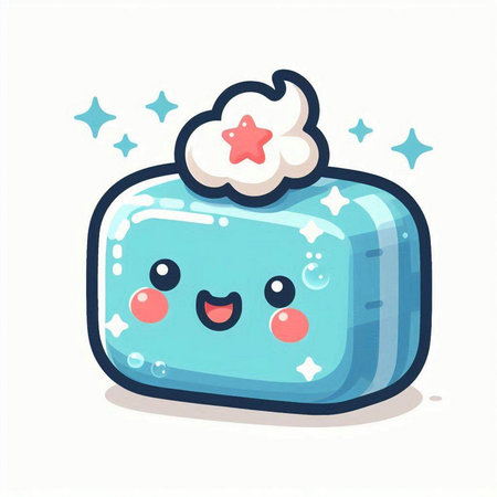 Cute blue soap character. Vector cartoon illustration isolated on white background.のイラスト素材