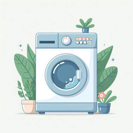 Washing machine. Laundry concept. Flat vector illustration.のイラスト素材