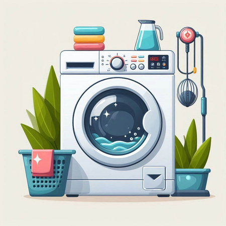 Washing machine. Laundry concept. Vector illustration in cartoon styleのイラスト素材