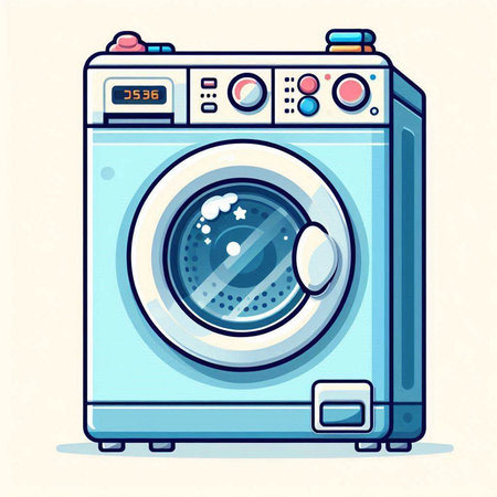 Washing machine vector illustration. Washing machine flat cartoon icon.のイラスト素材