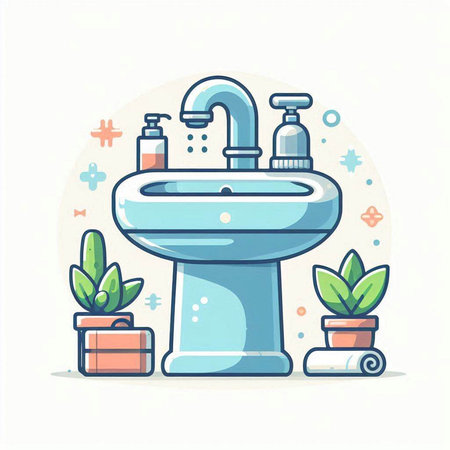 Bathroom icon. Vector illustration in modern flat line style.のイラスト素材
