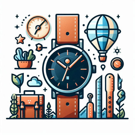 Time management concept. Vector illustration in line art style. Time management concept.のイラスト素材