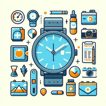 Flat line design concept of time management and planning. Vector illustrationのイラスト素材