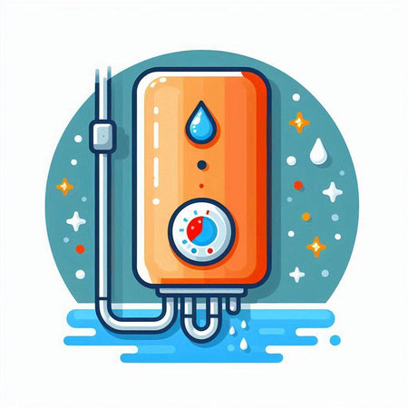 Illustration of water heater in flat style. Vector illustration for web design.のイラスト素材