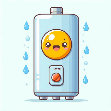 Water boiler with funny face. Cute cartoon character. Vector illustrationのイラスト素材