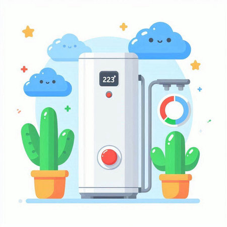 Water Cooler Flat Vector Illustration. Cooling System for Cooling Water.のイラスト素材