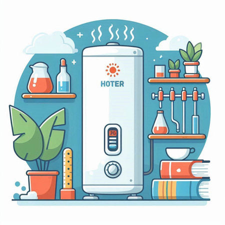 Water boiler. Vector illustration in flat cartoon style on white background.のイラスト素材