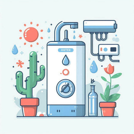 Illustration of a water cooler in a flat style. Vector illustration.のイラスト素材