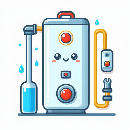 Water boiler and tools. Flat style vector illustration isolated on white background.のイラスト素材