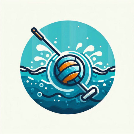 Volleyball ball in the water. Vector illustration in flat styleのイラスト素材