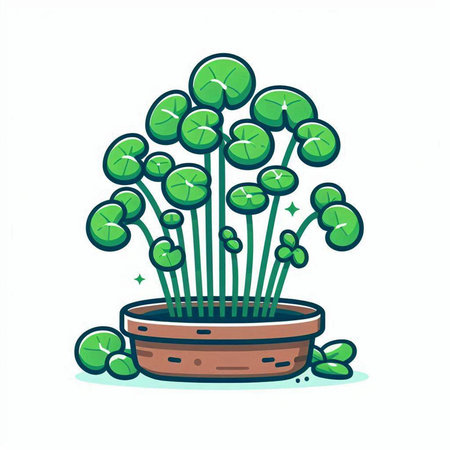 Illustration of a houseplant in a pot on a white backgroundのイラスト素材