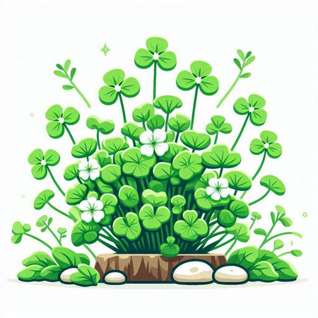 St. Patrick's Day background with green clover. Vector illustration.のイラスト素材