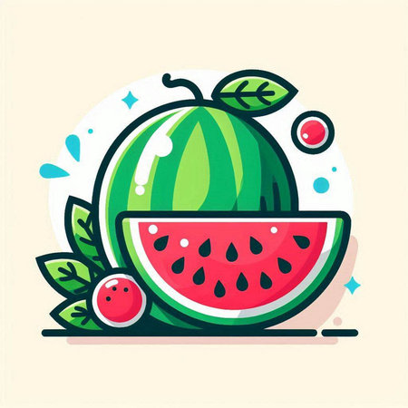 Watermelon fruit vector illustration. Hand drawn watermelon fruit icon.のイラスト素材