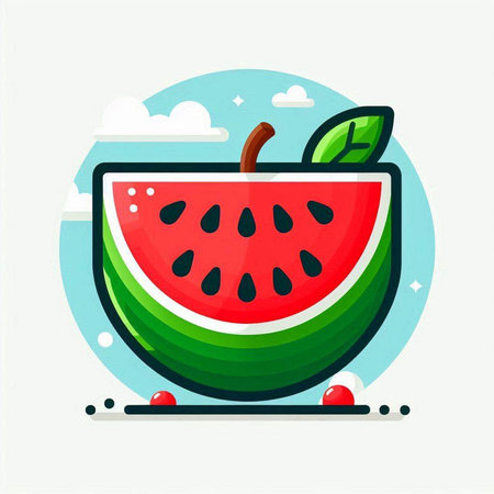 Watermelon slice icon. Vector illustration of watermelon in flat style.のイラスト素材