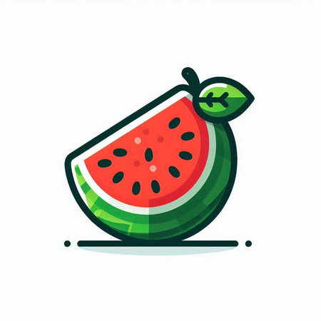 Watermelon fruit icon, flat vector illustration, isolated on white background.のイラスト素材