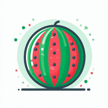 Watermelon icon. Vector illustration of a watermelon on a white background.のイラスト素材