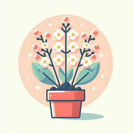 Flower in a pot. Vector illustration in a flat style.のイラスト素材