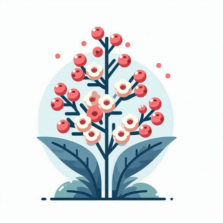 Vector illustration of a branch with red berries on a white background.のイラスト素材