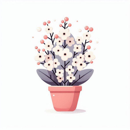 Flowers in a pot. Vector illustration in a flat style.のイラスト素材
