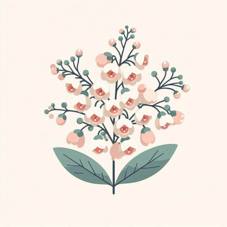Cute hand drawn vector illustration with flowers and leaves in pastel colorsのイラスト素材