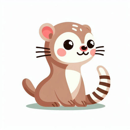 Cute ferret isolated on a white background. Vector illustration.のイラスト素材