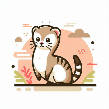Cute ferret vector illustration. Cute cartoon animal character.のイラスト素材