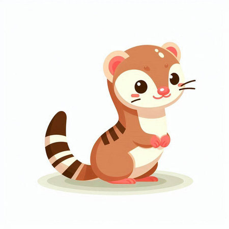 Cute ferret cartoon character. Vector illustration isolated on white background.のイラスト素材