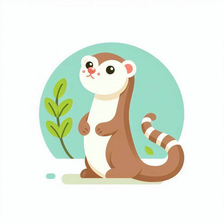 Cute ferret vector illustration. Cute animal character. Cartoon style.のイラスト素材