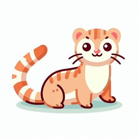 Cute little tiger on a white background. Vector illustration in cartoon style.のイラスト素材