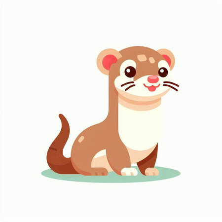 Cute ferret isolated on white background. Vector illustration in cartoon style.のイラスト素材