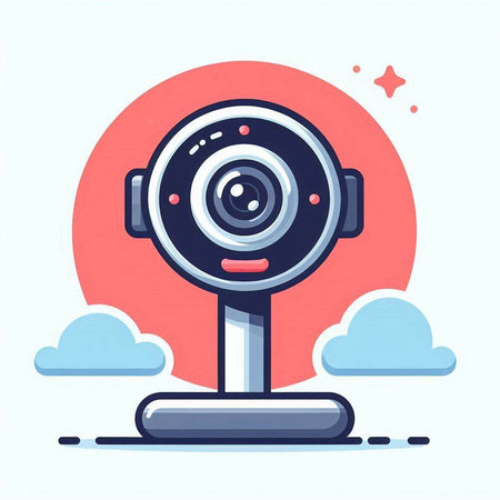 Vector illustration of web camera in flat design style. Webcam icon on white background.のイラスト素材