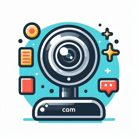 Webcam icon in flat style. Vector illustration on white background.のイラスト素材