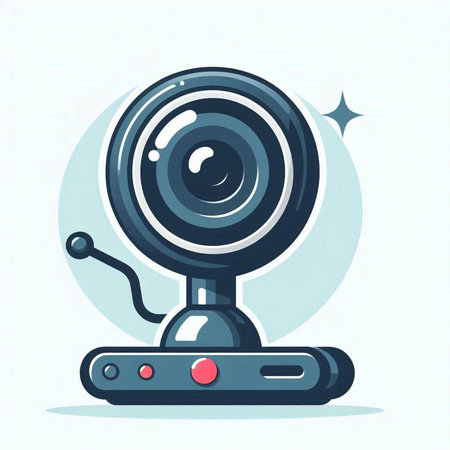 Vector illustration of a web camera on white background. Flat style design.のイラスト素材