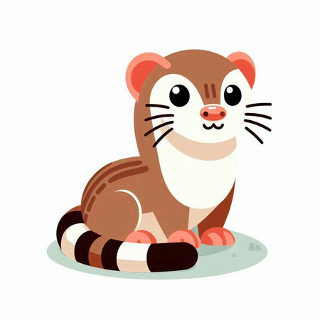 Cute cartoon tiger sitting on the ground. Vector illustration isolated on white background.のイラスト素材