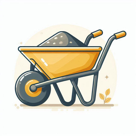 Wheelbarrow icon. Construction tool. Vector illustration in cartoon styleのイラスト素材