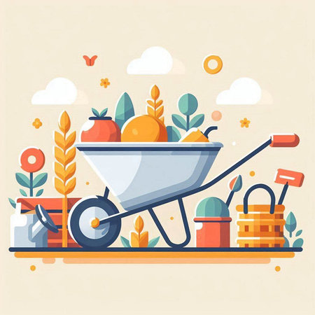 Gardening and farming concept. Vector illustration in flat style.のイラスト素材