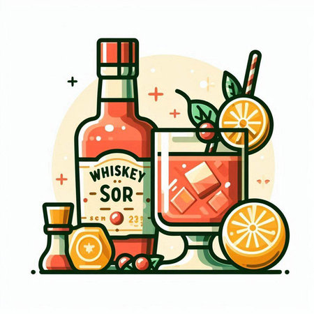 Cocktail drink. Vector illustration in flat style. Alcoholic beverage.のイラスト素材