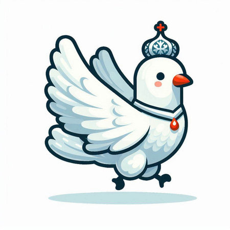 Pigeon with a crown on his head. Vector illustration.のイラスト素材