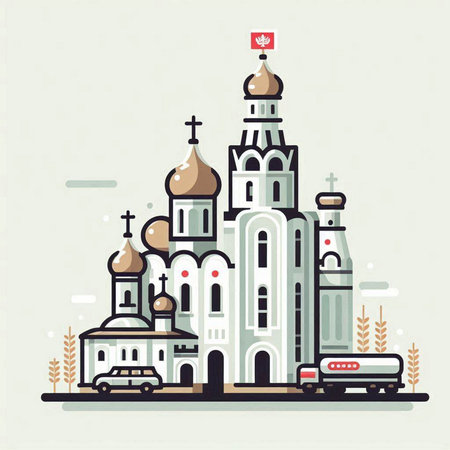 Church of the Intercession of the Holy Virgin. Vector illustration.のイラスト素材