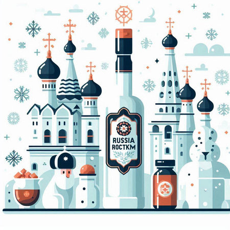 Russian orthodox church. Vector illustration in flat style. Christmas background.のイラスト素材