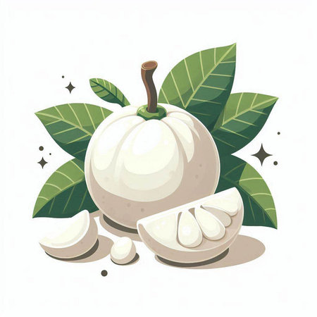 Soursop fruit vector illustration isolated on white background. Vector illustration.のイラスト素材