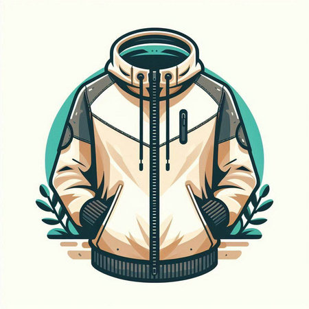 Hiking jacket with a hood. Vector illustration in cartoon style.のイラスト素材