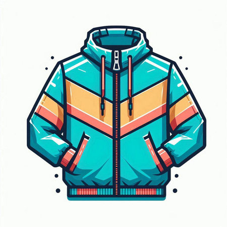 Vector illustration of sport jacket with hood isolated on a white background.のイラスト素材